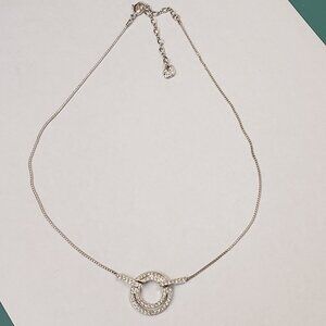 Swarovski, NWOT, Clear crystal double circle rhinestone pendant necklace